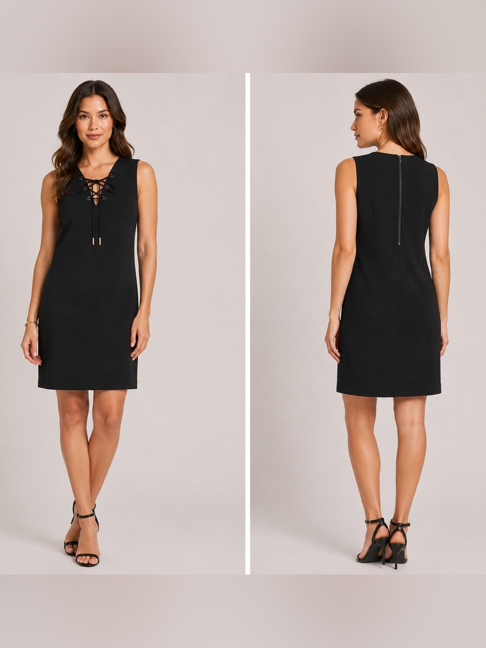 Gibson Latimer Black Lace-Up Shift Sleeveless Mini Dress m Medium